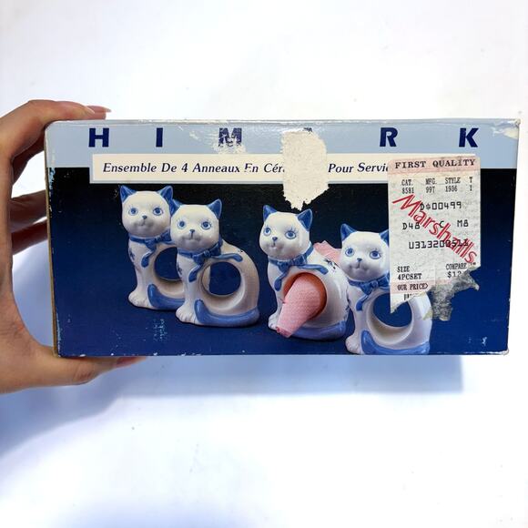 HIMARK NEW VTG Cat Ceramic Napkin Rings Set for 4 - Picture 5 of 12